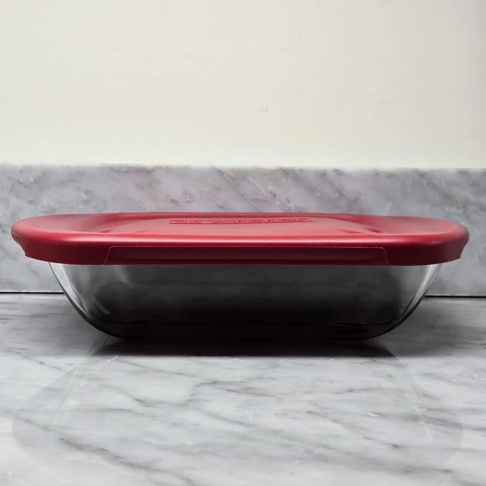 Anchor Hocking Glass‎ Bakeware Set 2 Piece Rectangular Baking Dishes w/ Red Lids